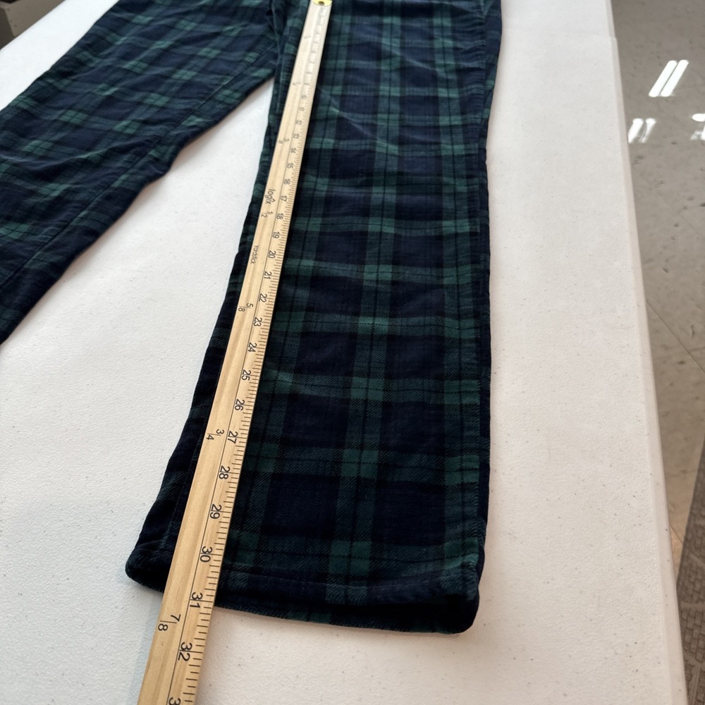 Talbots Sz 12 | Velveteen Straight Leg Tartan Plaid Ankle Pants Black Green - Picture 9 of 16
